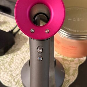 Dyson Hair Dryer in Vibrant Pink and Sleek Gray